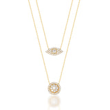 Sterling Silver Evil Eye Necklace with CZ