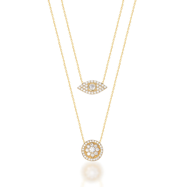 Sterling Silver Evil Eye Necklace with CZ