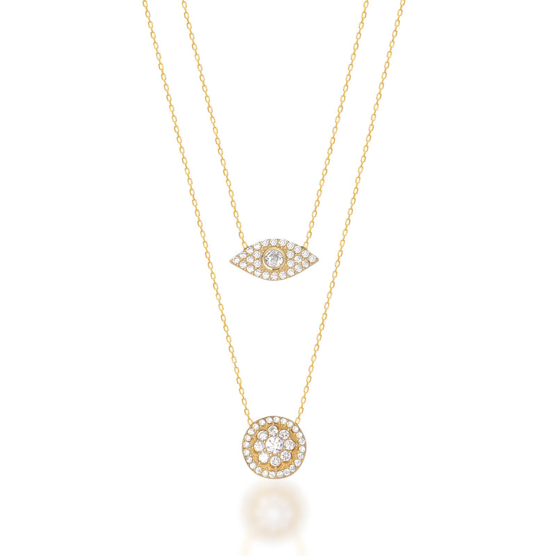 Sterling Silver Evil Eye Necklace with CZ