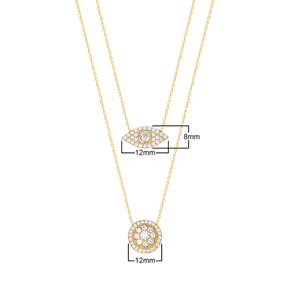 Sterling Silver Evil Eye Necklace with CZ
