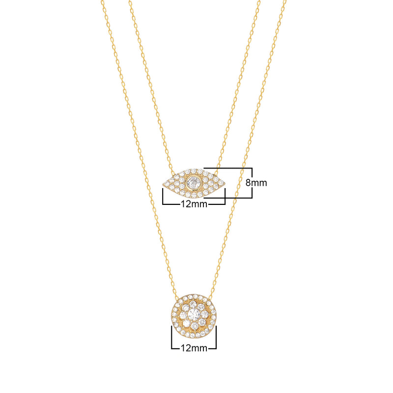Sterling Silver Evil Eye Necklace with CZ