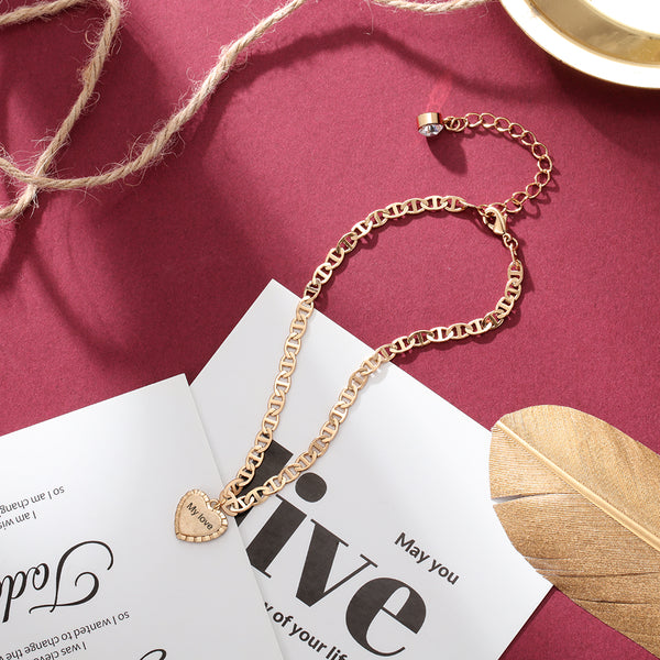 Personalized Rhodium Plated Heart Bracelet