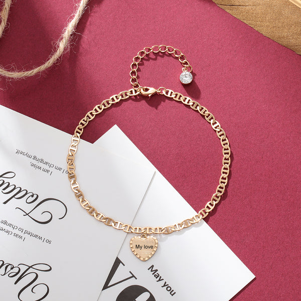 Personalized Rhodium Plated Heart Bracelet