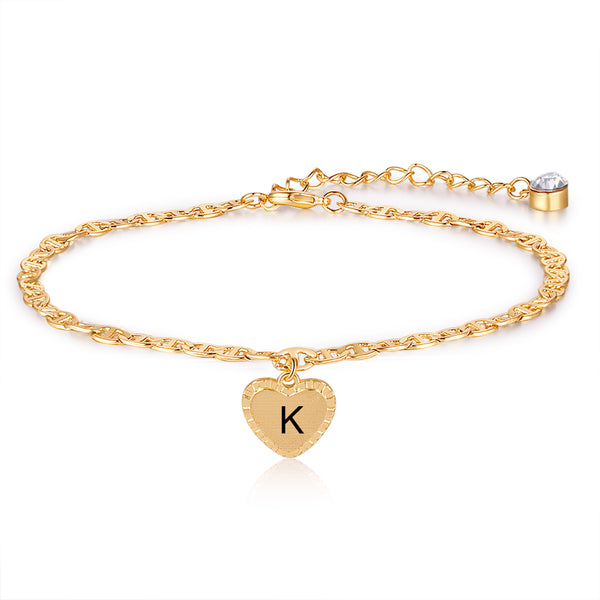 Personalized Rhodium Plated Heart Bracelet