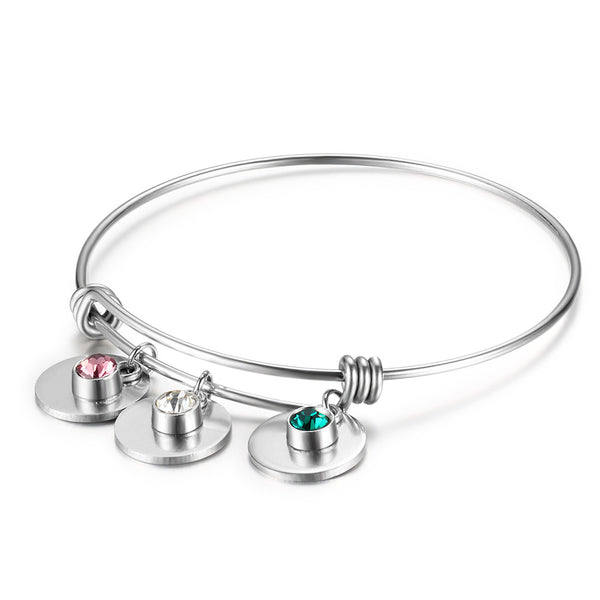 Personalized Name Stainless Steel Bangle Bracelet