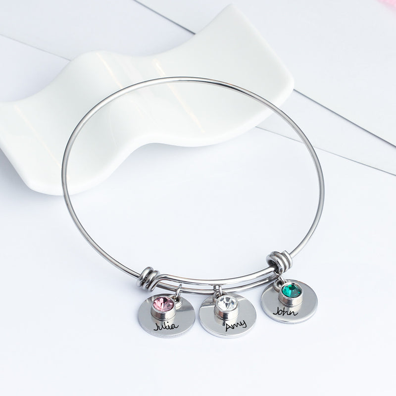 Personalized Name Stainless Steel Bangle Bracelet