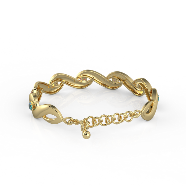 18K Gold Plated Cubic Zirconia Bracelet with Personalized Names