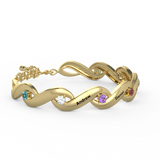 18K Gold Plated Cubic Zirconia Bracelet with Personalized Names