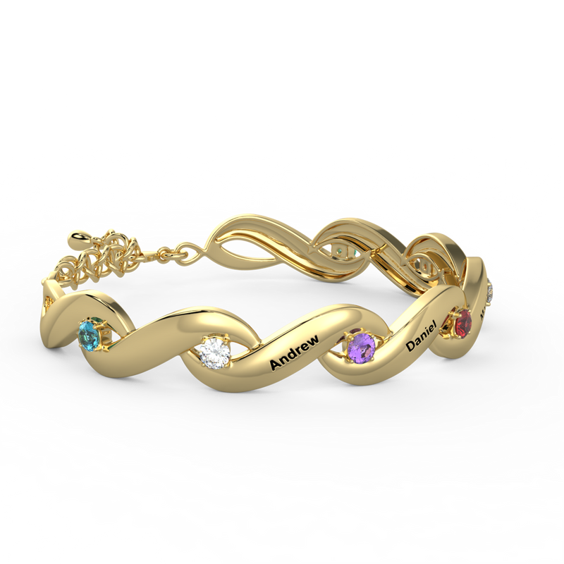 18K Gold Plated Cubic Zirconia Bracelet with Personalized Names