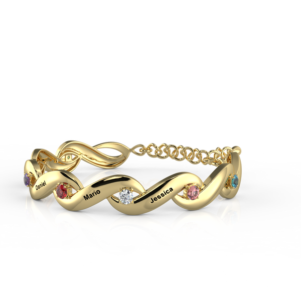 18K Gold Plated Cubic Zirconia Bracelet with Personalized Names