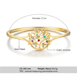 Engraved Name Family Tree Bangle Bracelet with Birthstones