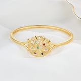 Engraved Name Family Tree Bangle Bracelet with Birthstones