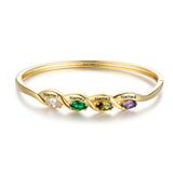 Birthstone and Engraved Gold Plated Bracelet