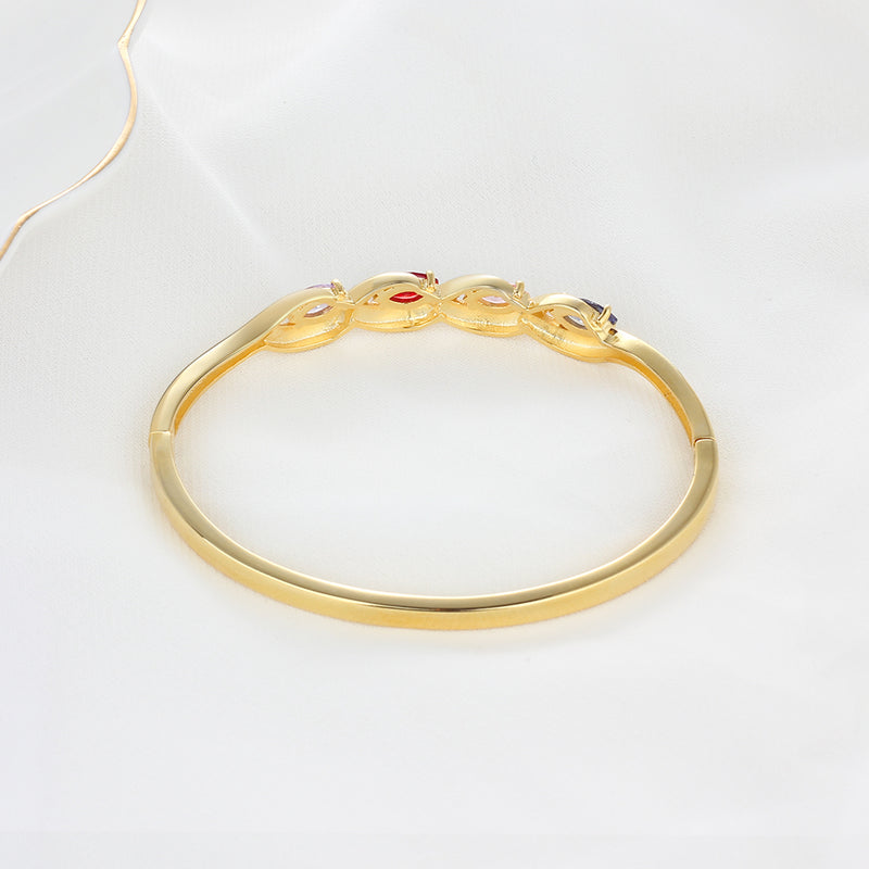 Birthstone and Engraved Gold Plated Bracelet