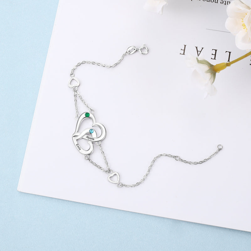 Rhoidum Plated Double Heart Bracelet