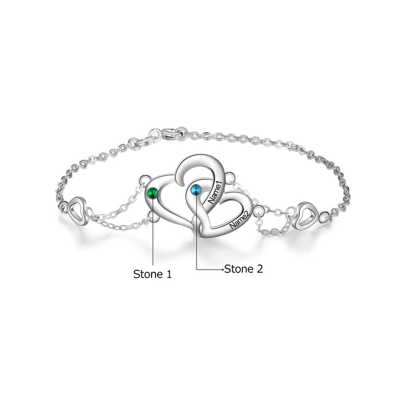 Rhoidum Plated Double Heart Bracelet