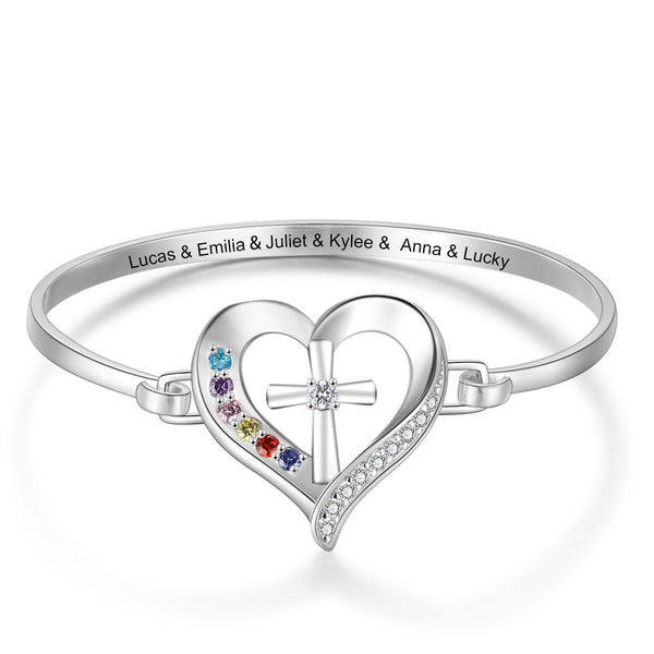 Heart Shape Bangle Bracelet with Names