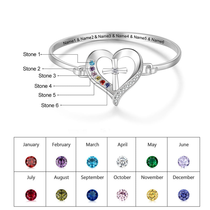 Heart Shape Bangle Bracelet with Names