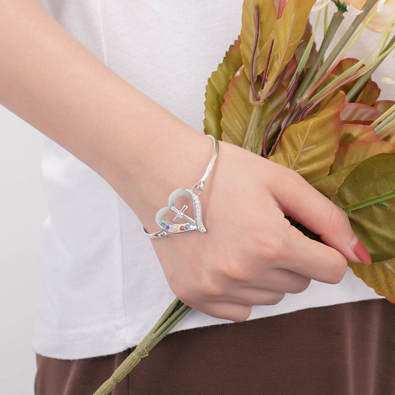 Heart Shape Bangle Bracelet with Names