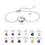Personalized Name Heart Shape Bracelet with Birthstone
