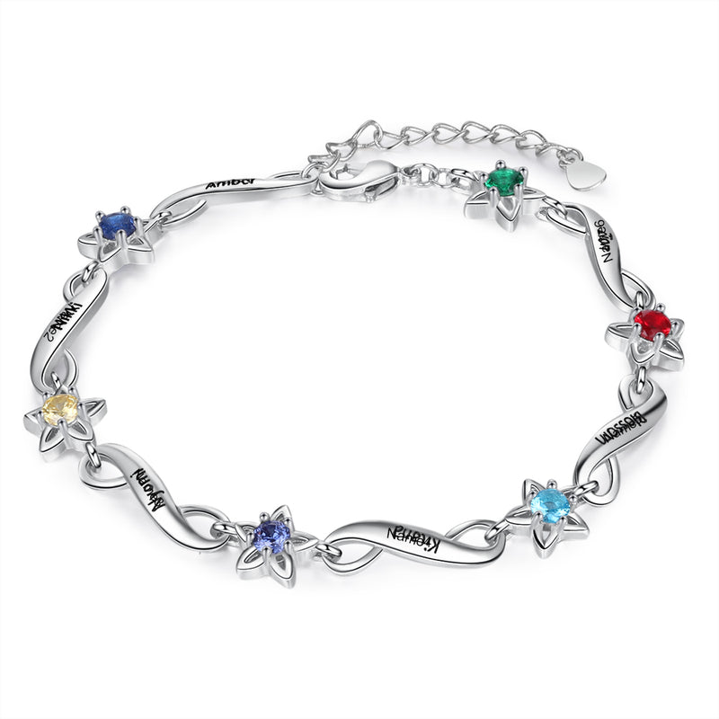 Rhodium Plated Birthstone Bracelet