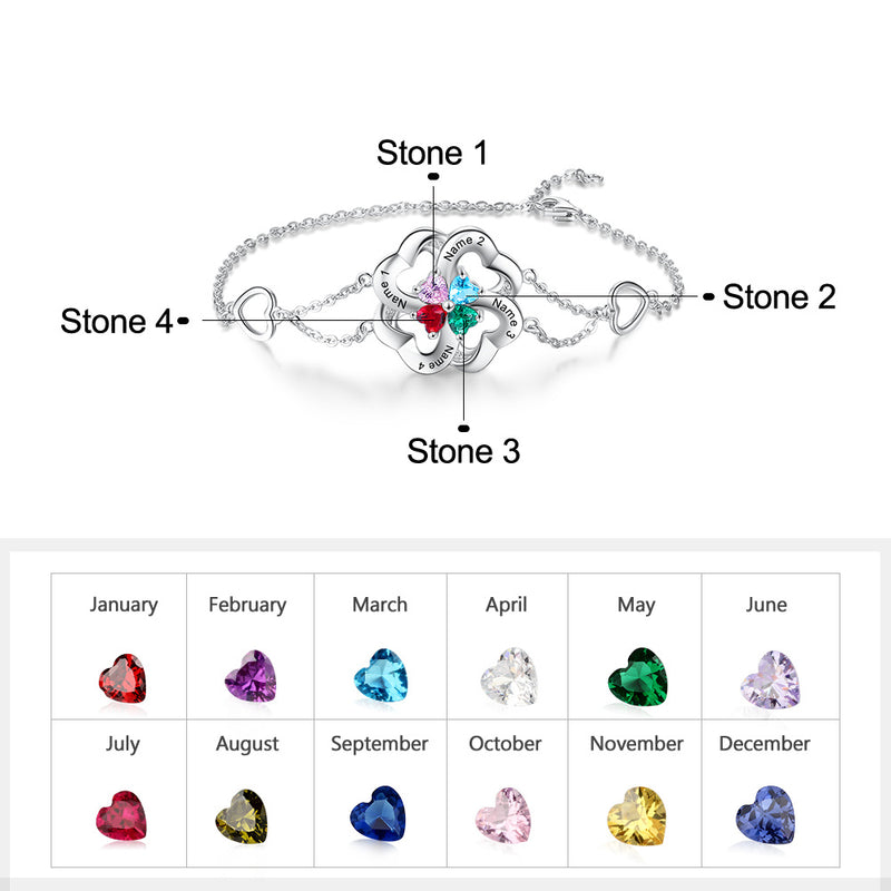 Flower Shape Cubic Zirconia Stainless Steel Bracelet