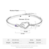 Rhodium Plated Heart Bracelet