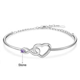 Rhodium Plated Heart Bracelet