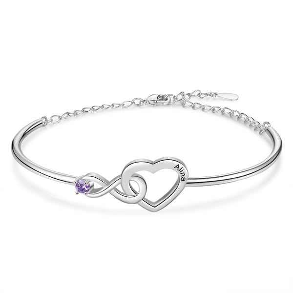 Rhodium Plated Heart Bracelet