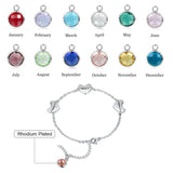 Engraved Stainless Steel Birthstone Heart Charm Bracelet