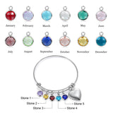 Birthstone Heart Engraved Stainless Steel Bracelet
