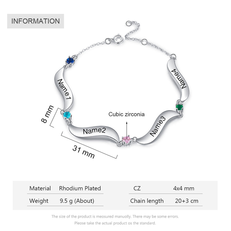 Rhodium Plated Birthstone Bracelet