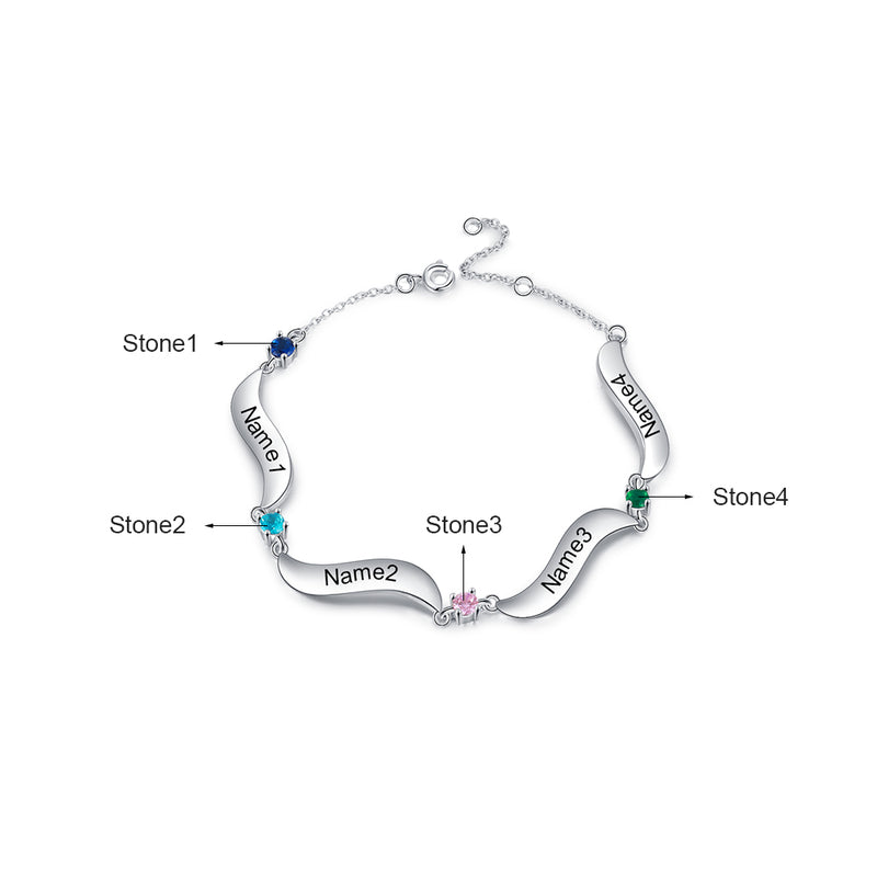 Rhodium Plated Birthstone Bracelet