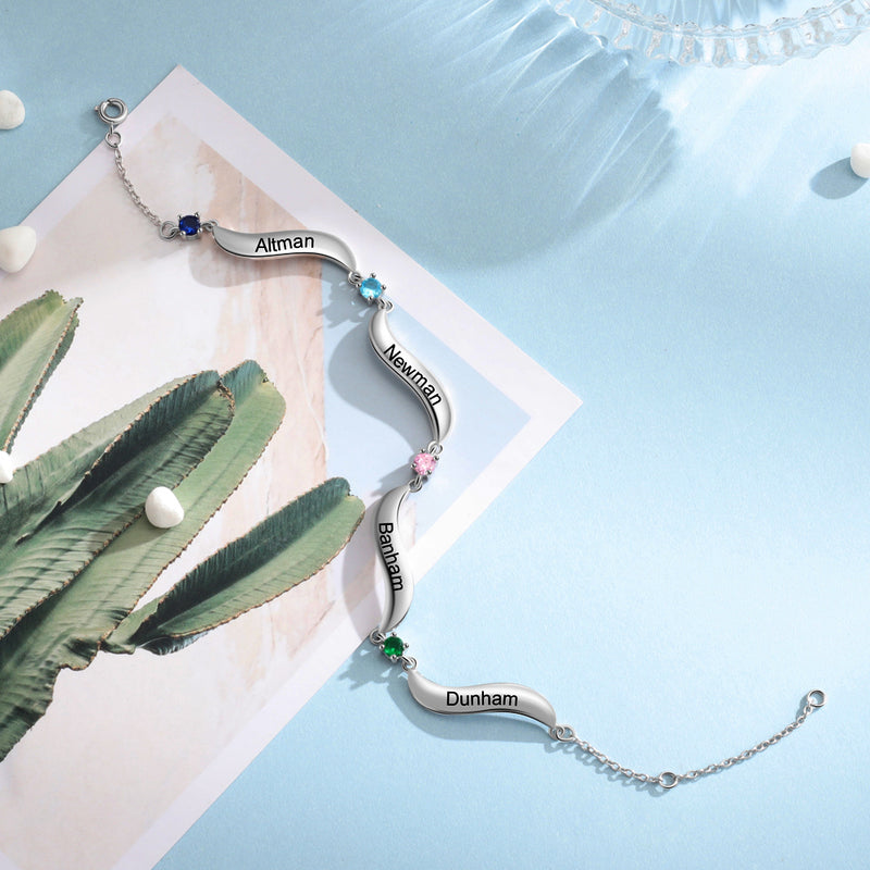 Rhodium Plated Birthstone Bracelet