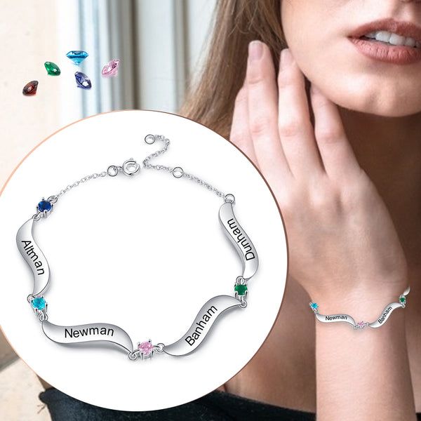 Rhodium Plated Birthstone Bracelet
