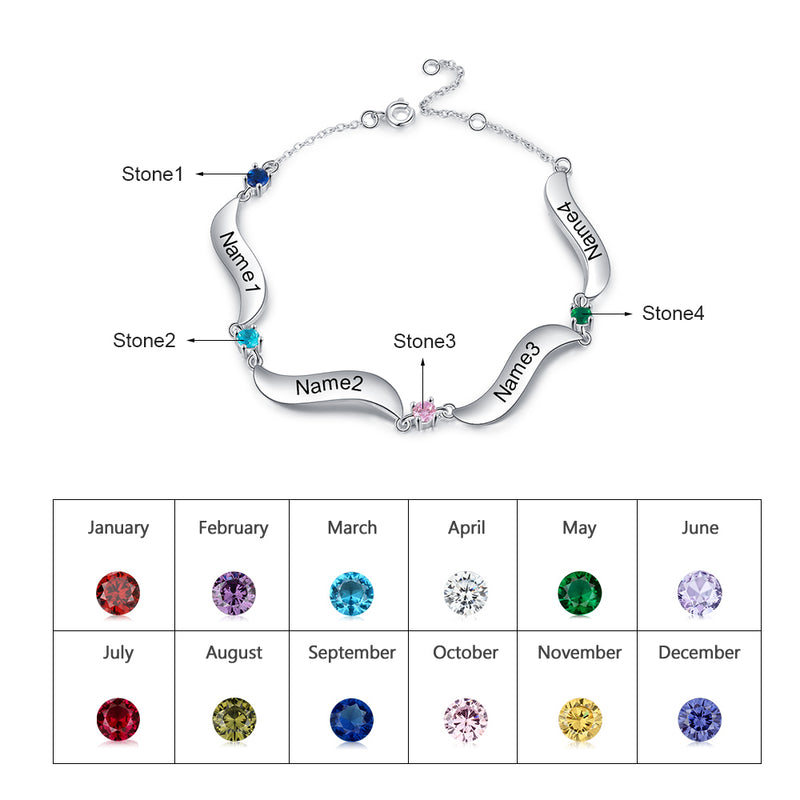 Rhodium Plated Birthstone Bracelet