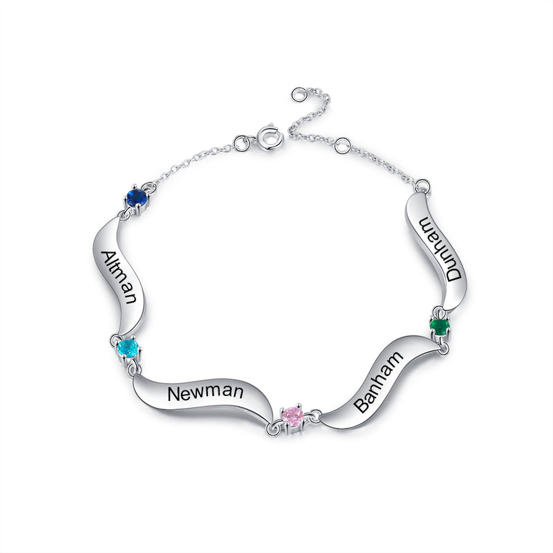 Rhodium Plated Birthstone Bracelet