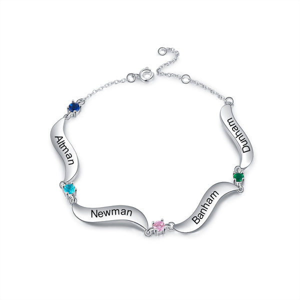 Rhodium Plated Birthstone Bracelet