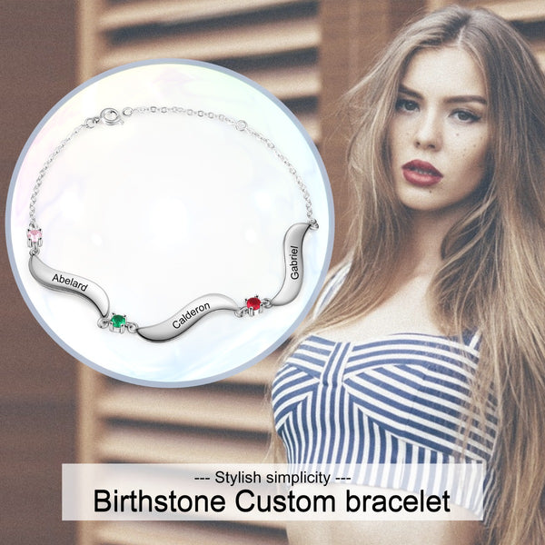 Rhodium Pated Birthstone Bracelet
