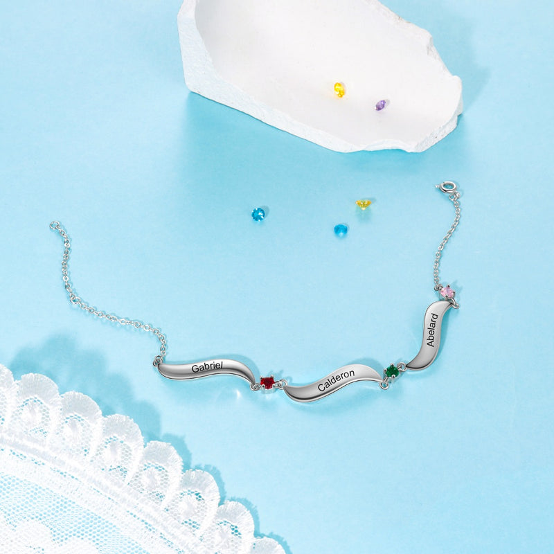 Rhodium Pated Birthstone Bracelet