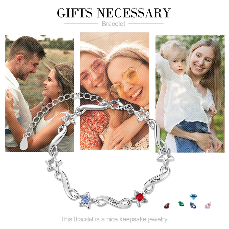 Rhodium Plated Birthstone Bracelet