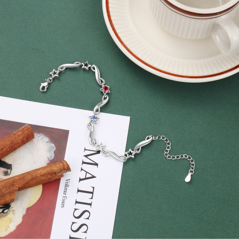 Rhodium Plated Birthstone Bracelet