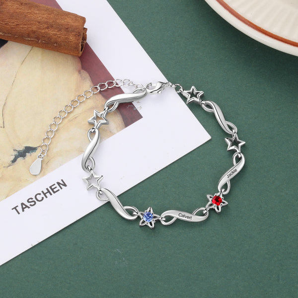Rhodium Plated Birthstone Bracelet