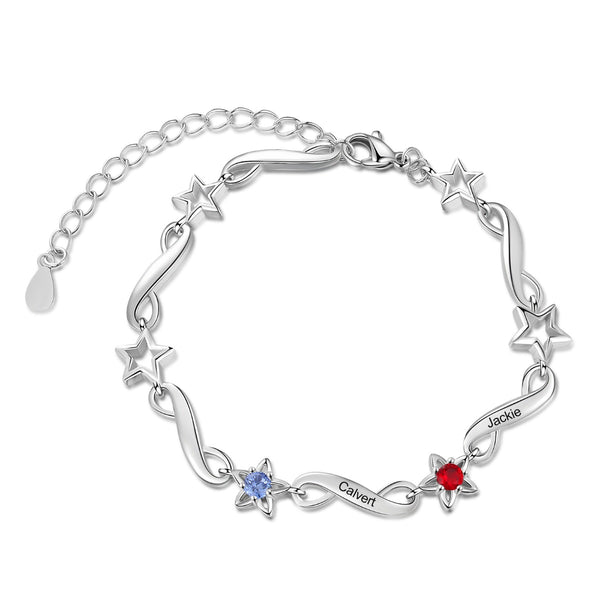 Rhodium Plated Birthstone Bracelet