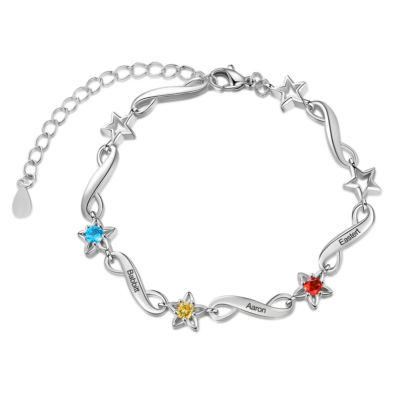 Rhodium Plated Birthstone Bracelet