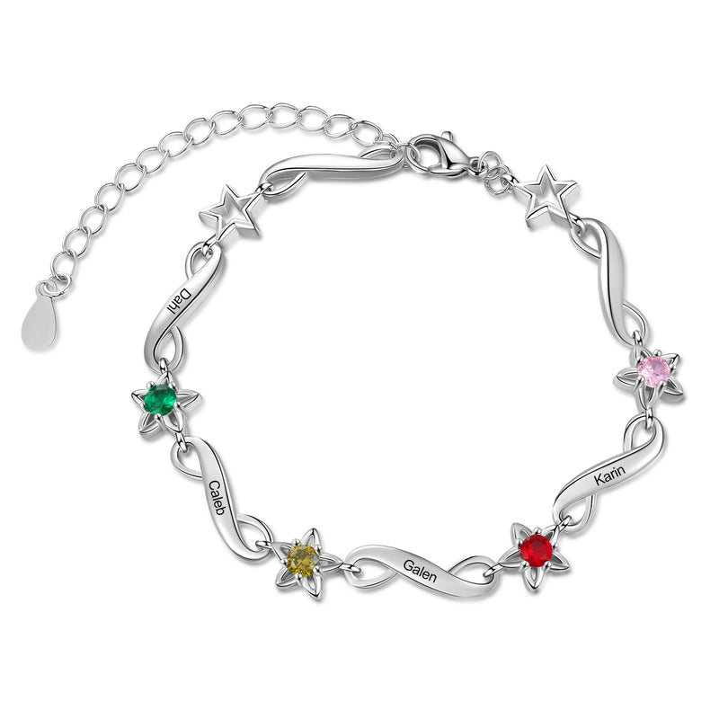 Rhodium Plated Birthstone Bracelet