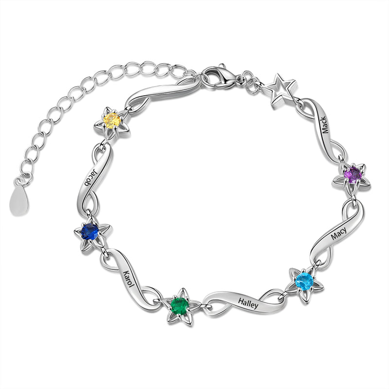 Rhodium Plated Birthstone Bracelet
