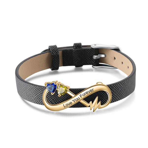 Rhodium Plated Birthstone Infinity Bracelet
