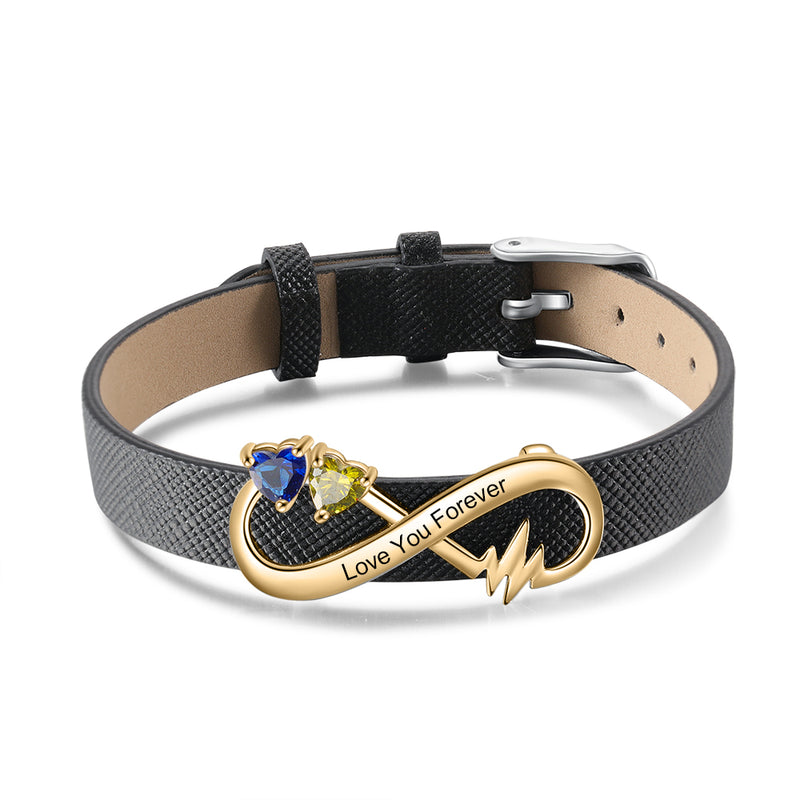 Rhodium Plated Birthstone Infinity Bracelet