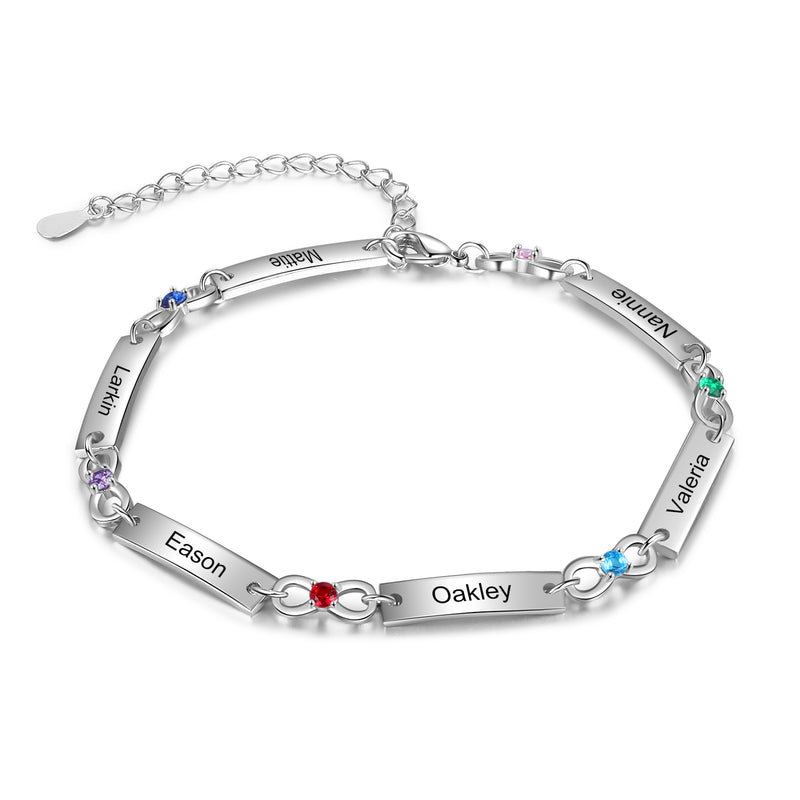 Birthstone Rhodium Plated Bracelet